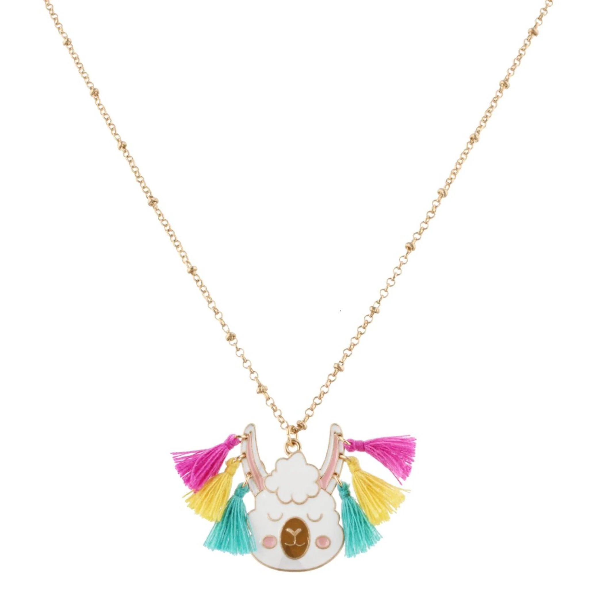14" Kids Llama Necklace with Tassel Earrings, 3" Ext