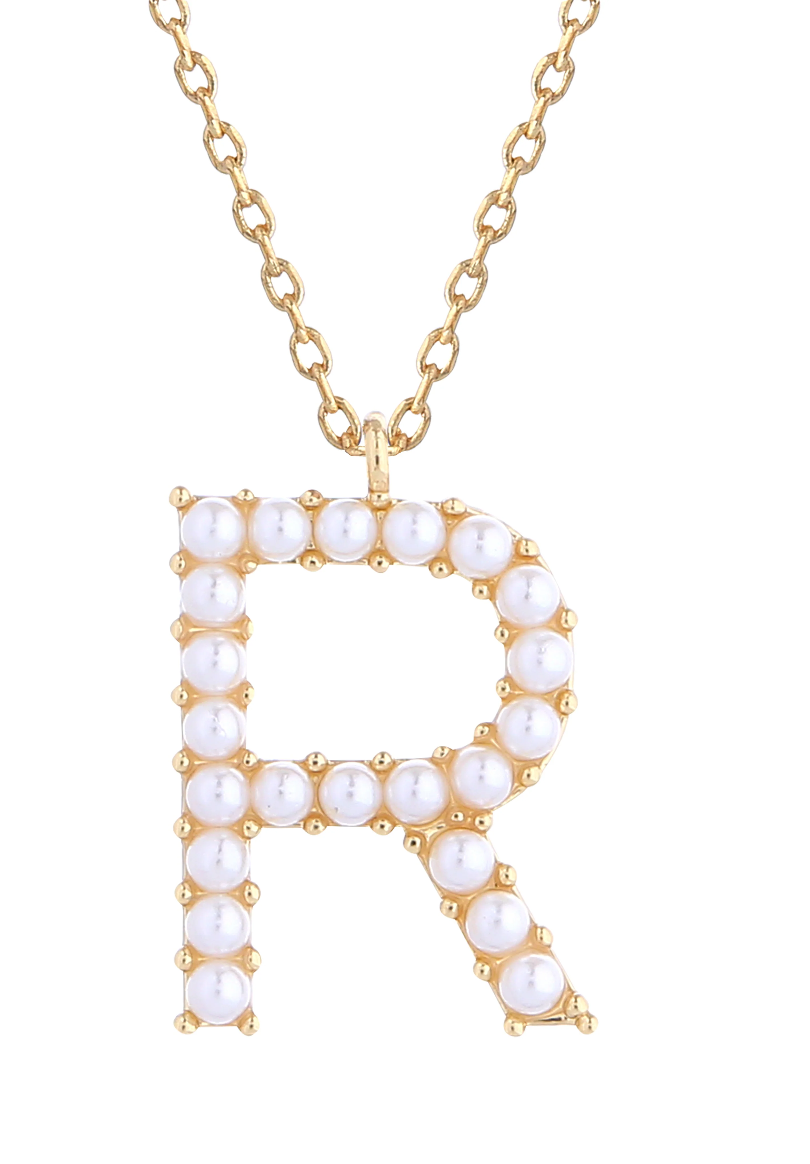 14K Gold Dipped Pearl initial Necklace - Image 19