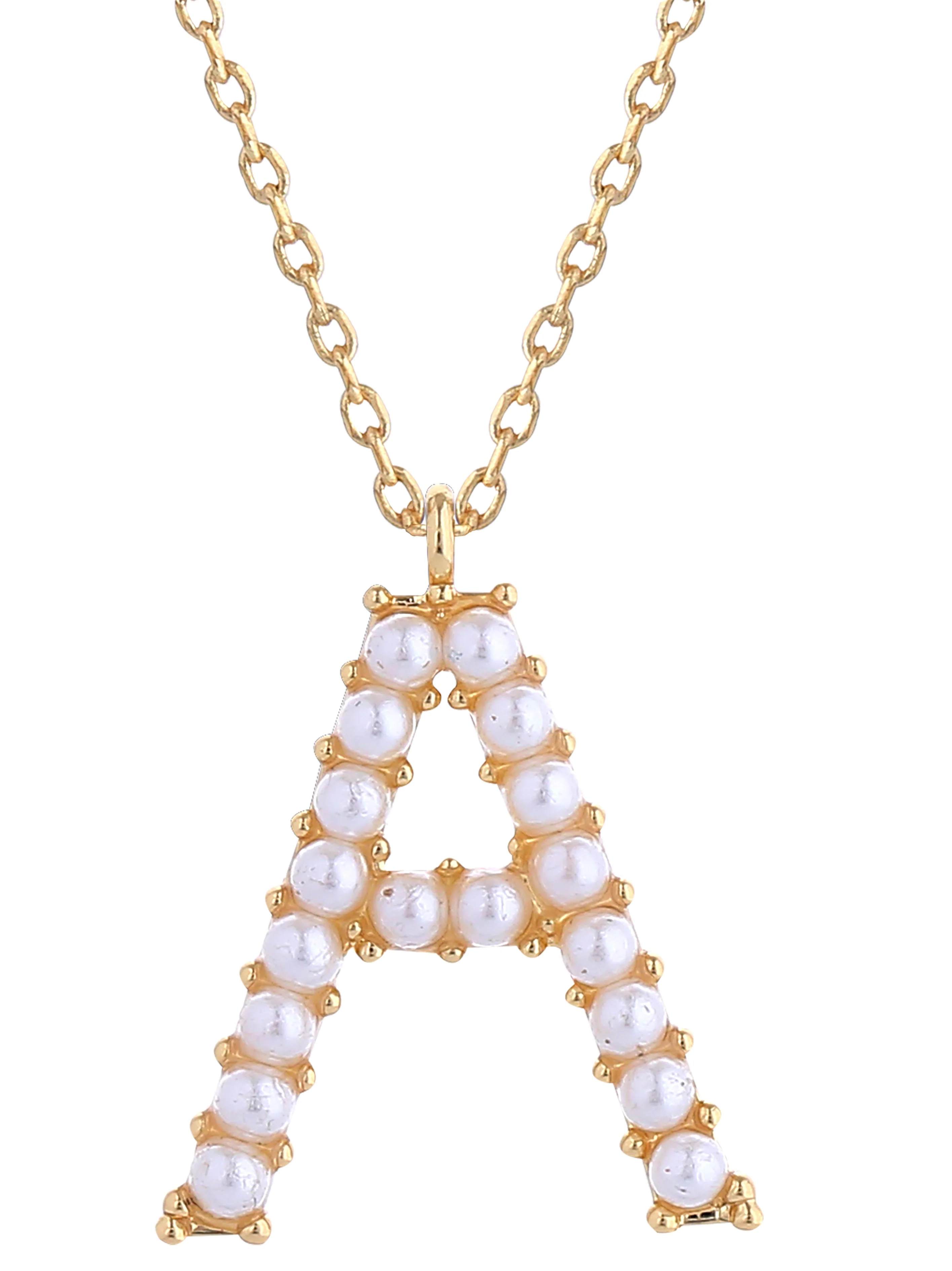 14K Gold Dipped Pearl initial Necklace - Image 3