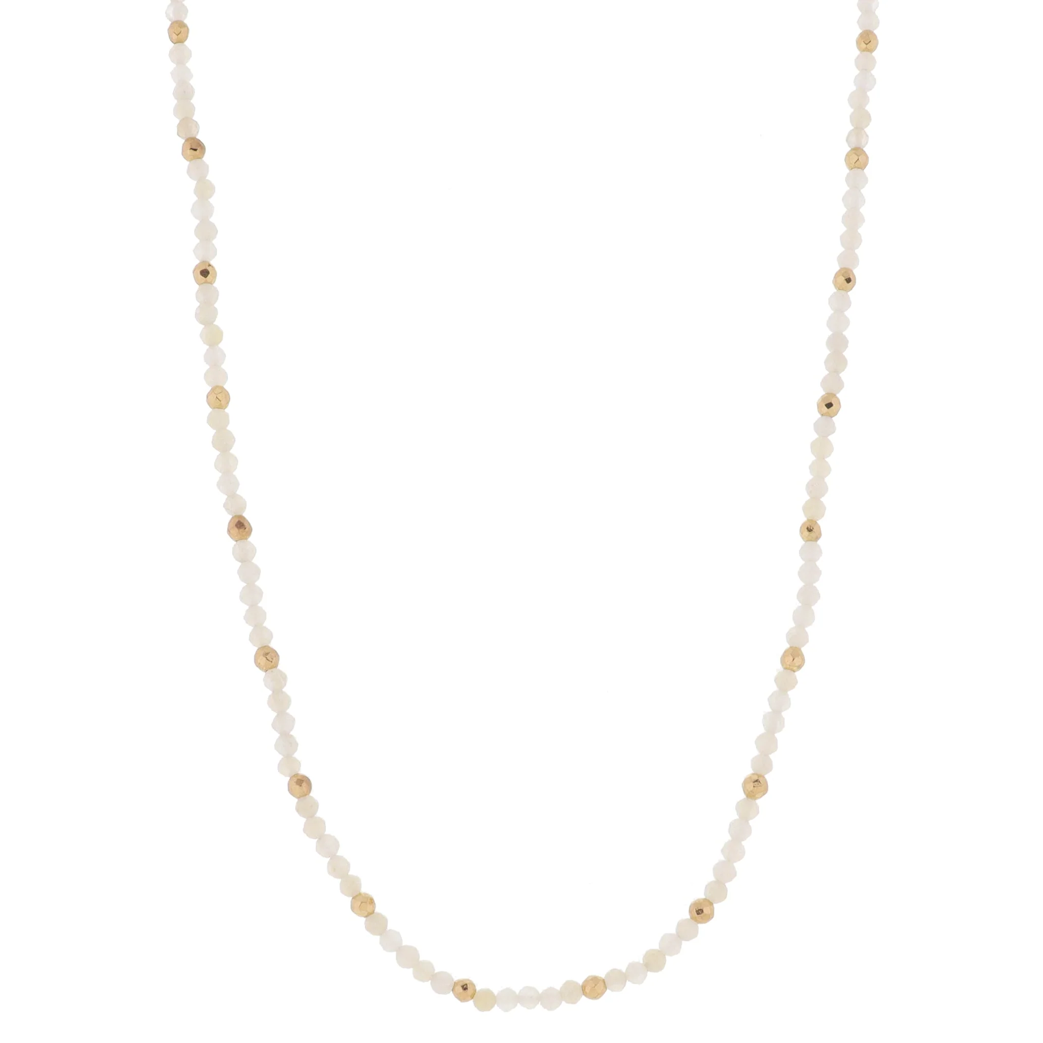 16" Natural Mini Faceted Stone Beaded with Gold Bead Accents Necklace, 3" Ext