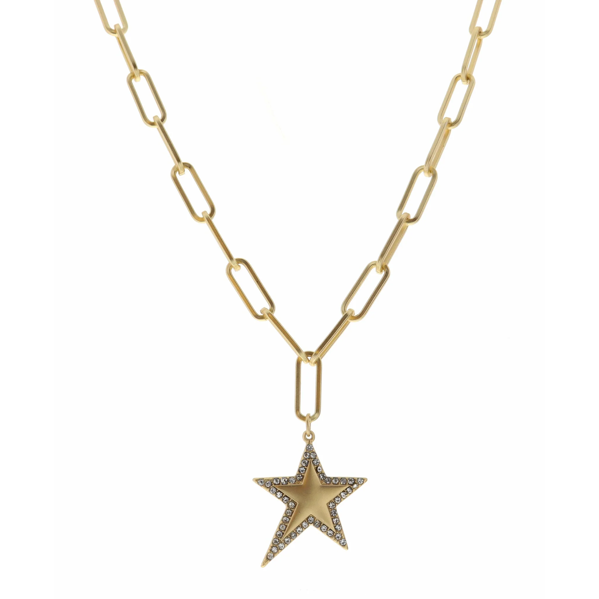 16" Star with Crystal Outline Necklace, 3" Ext