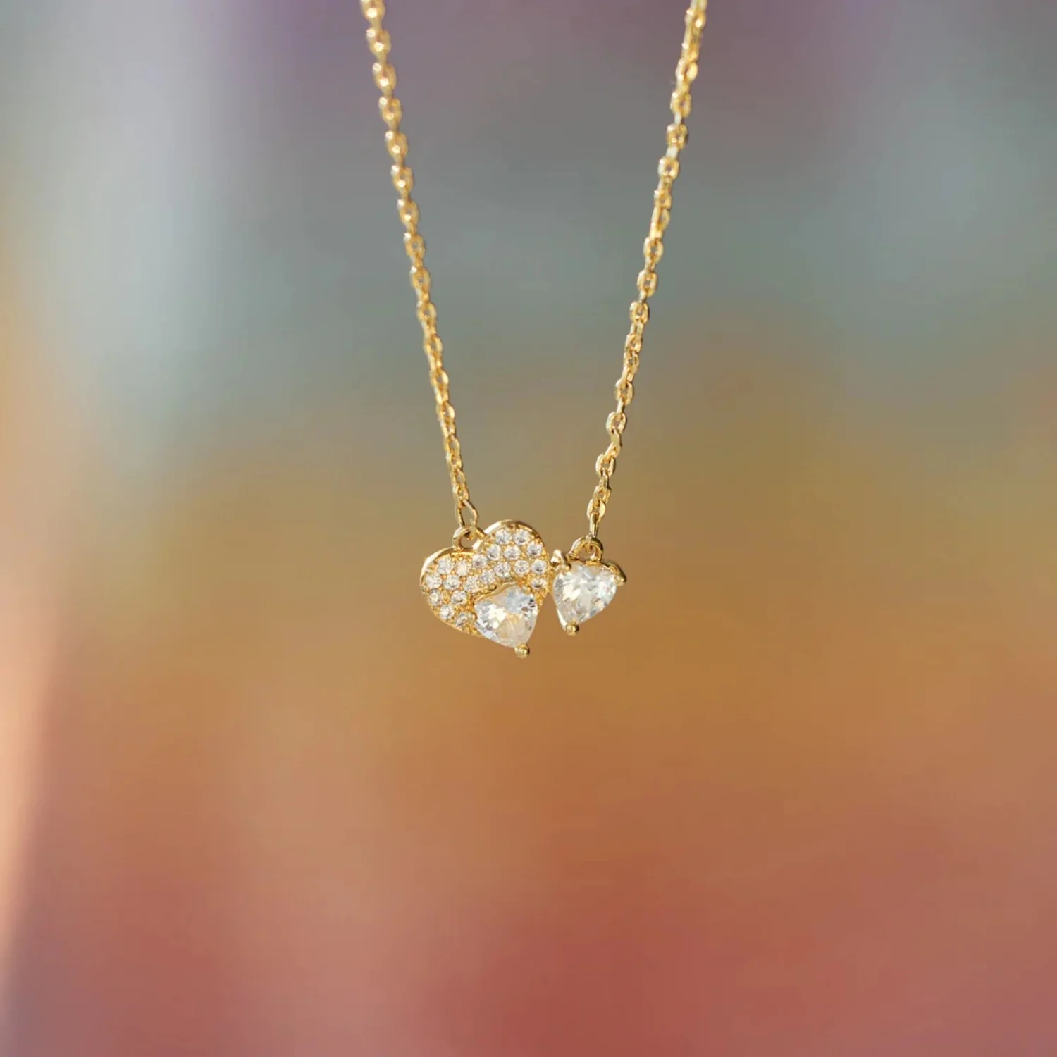 18K Gold-Plated 925 Sterling Silver Zircon Heart Necklace - Image 3