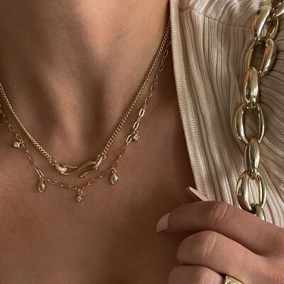 18K Gold-Plated Copper Inlaid Zircon Necklace - Image 6