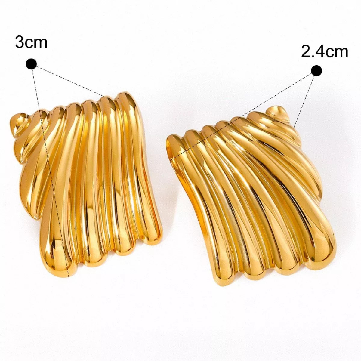 18K Gold-Plated Stainless Steel Minimalist Stud Earrings - Image 5