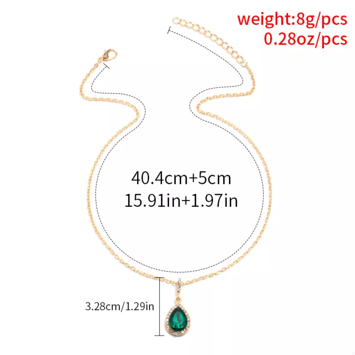 18K Gold-Plated Teardrop Pendant Necklace - Image 8