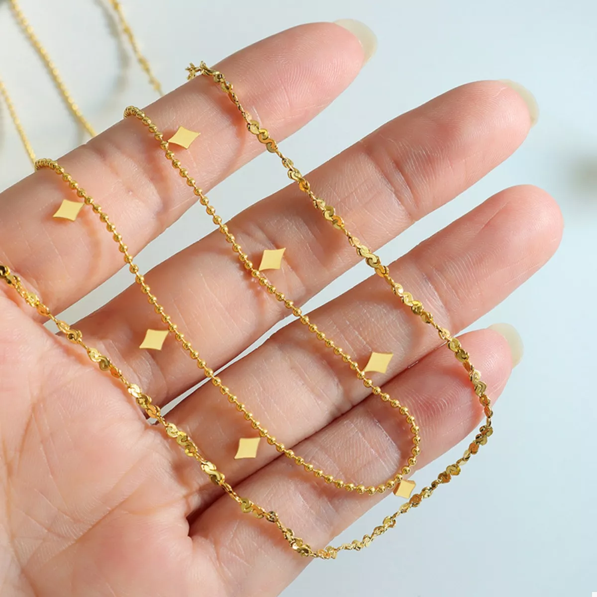 18K Gold-Plated Titanium Steel Layered Necklace - Image 5
