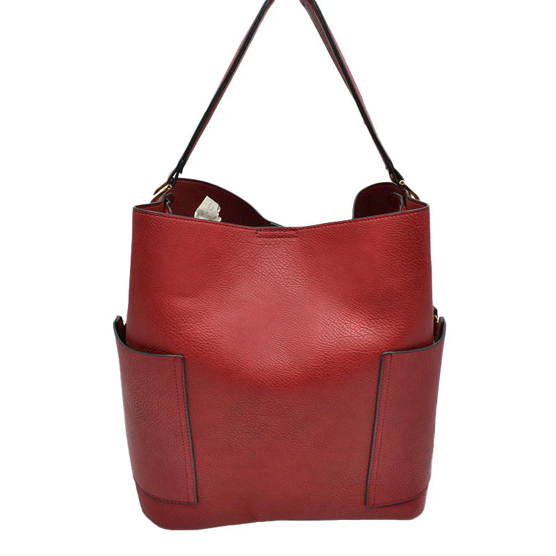 2-in-1 Chic Satchel Side Pocket Bucket Bag with Long Strap - Image 10