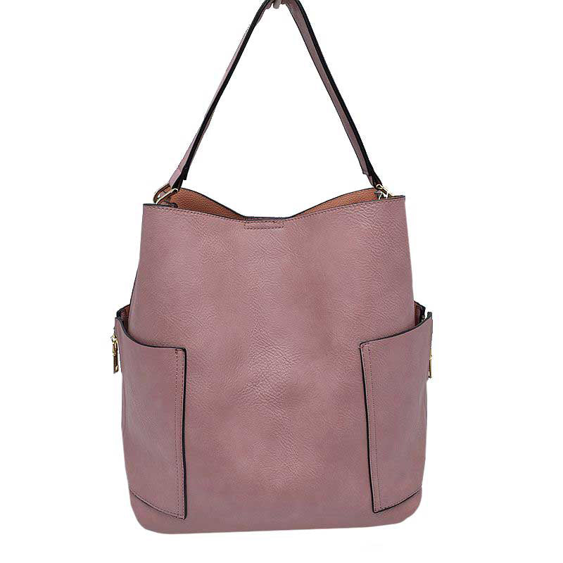2-in-1 Chic Satchel Side Pocket Bucket Bag with Long Strap - Image 12