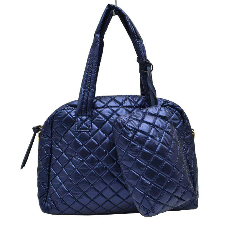 2-in-1 Large Quilted Tote Bag with Pouch - Image 10
