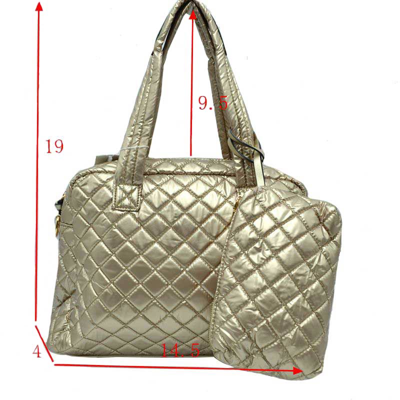 2-in-1 Large Quilted Tote Bag with Pouch - Image 8