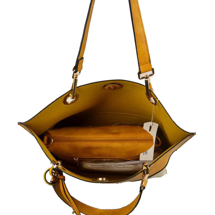 2 n1 Vegan Tote Handbag Pouch Faux Leather Tote Bag - Image 9