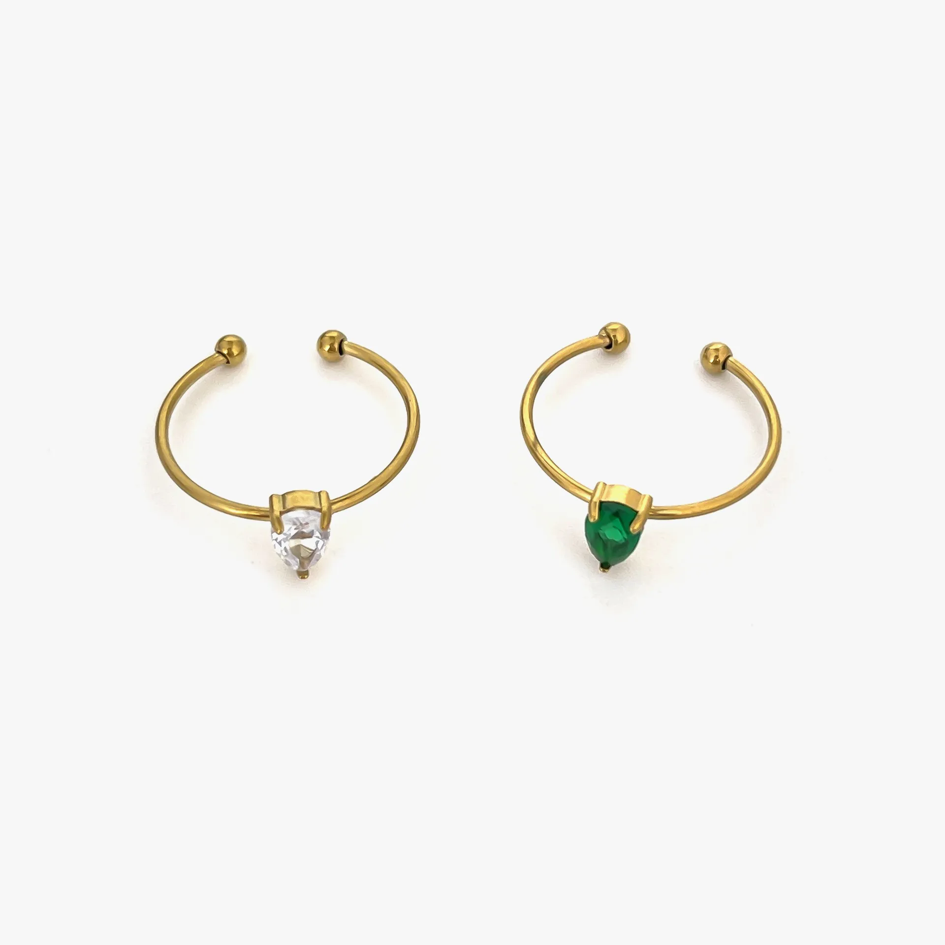 2-Piece 18K Gold-Plated Inlaid Zircon Open Ring - Image 3