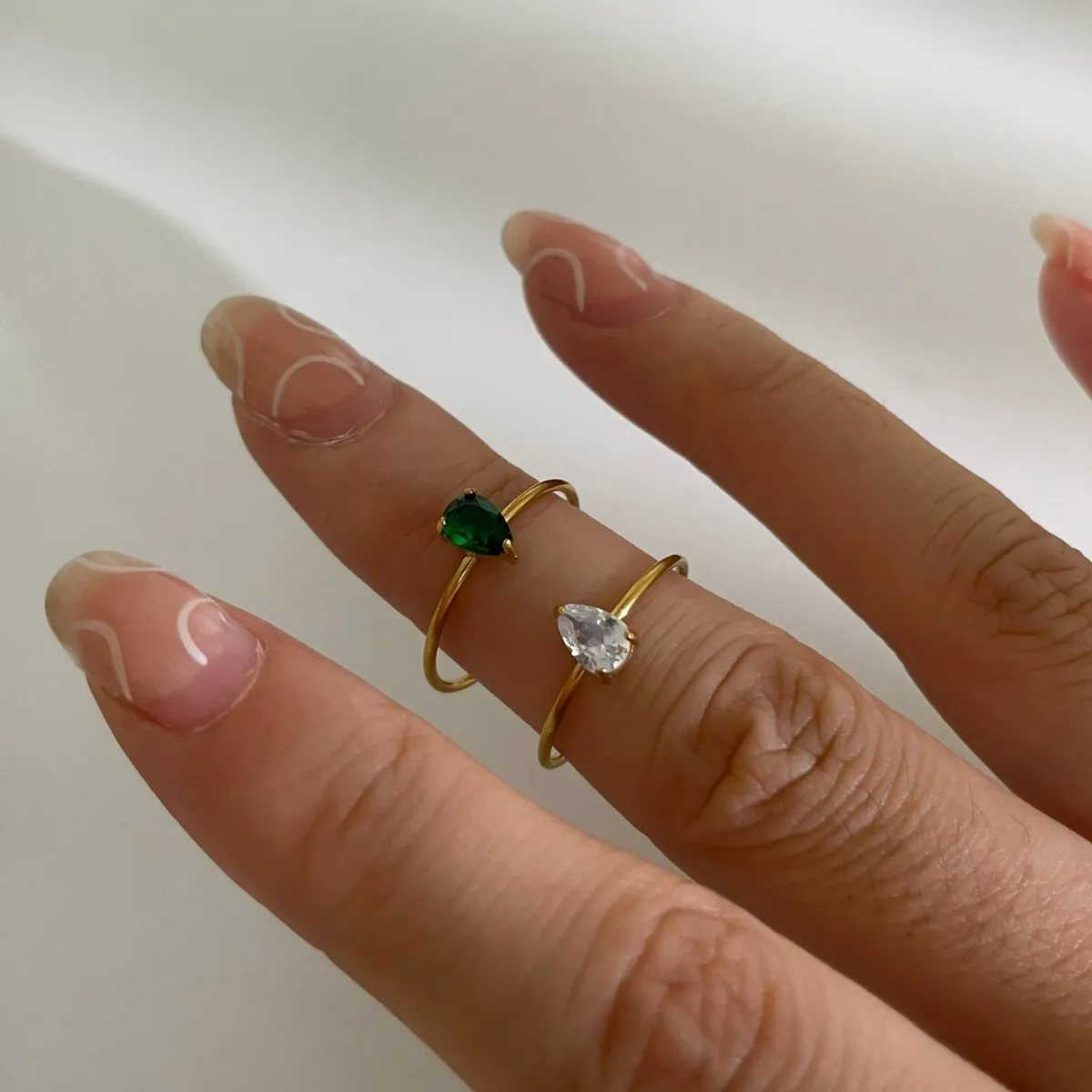 2-Piece 18K Gold-Plated Inlaid Zircon Open Ring - Image 5