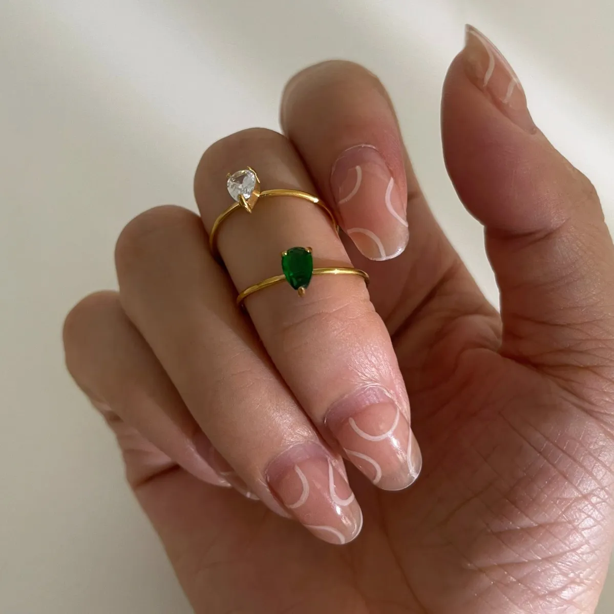 2-Piece 18K Gold-Plated Inlaid Zircon Open Ring - Image 6