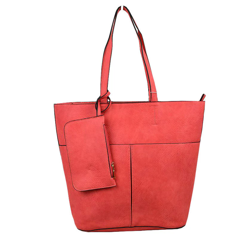 3 In 1 Large Soft Faux Leather Womens Tote Handbags - Image 15