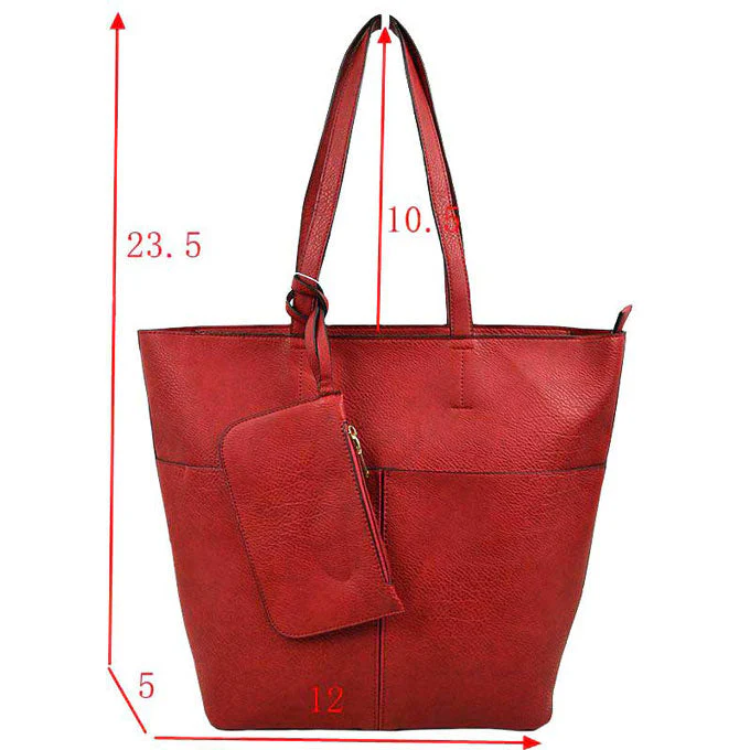 3 In 1 Large Soft Faux Leather Womens Tote Handbags - Image 19