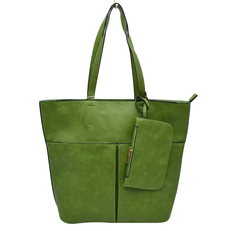 3 In 1 Large Soft Faux Leather Womens Tote Handbags - Image 8
