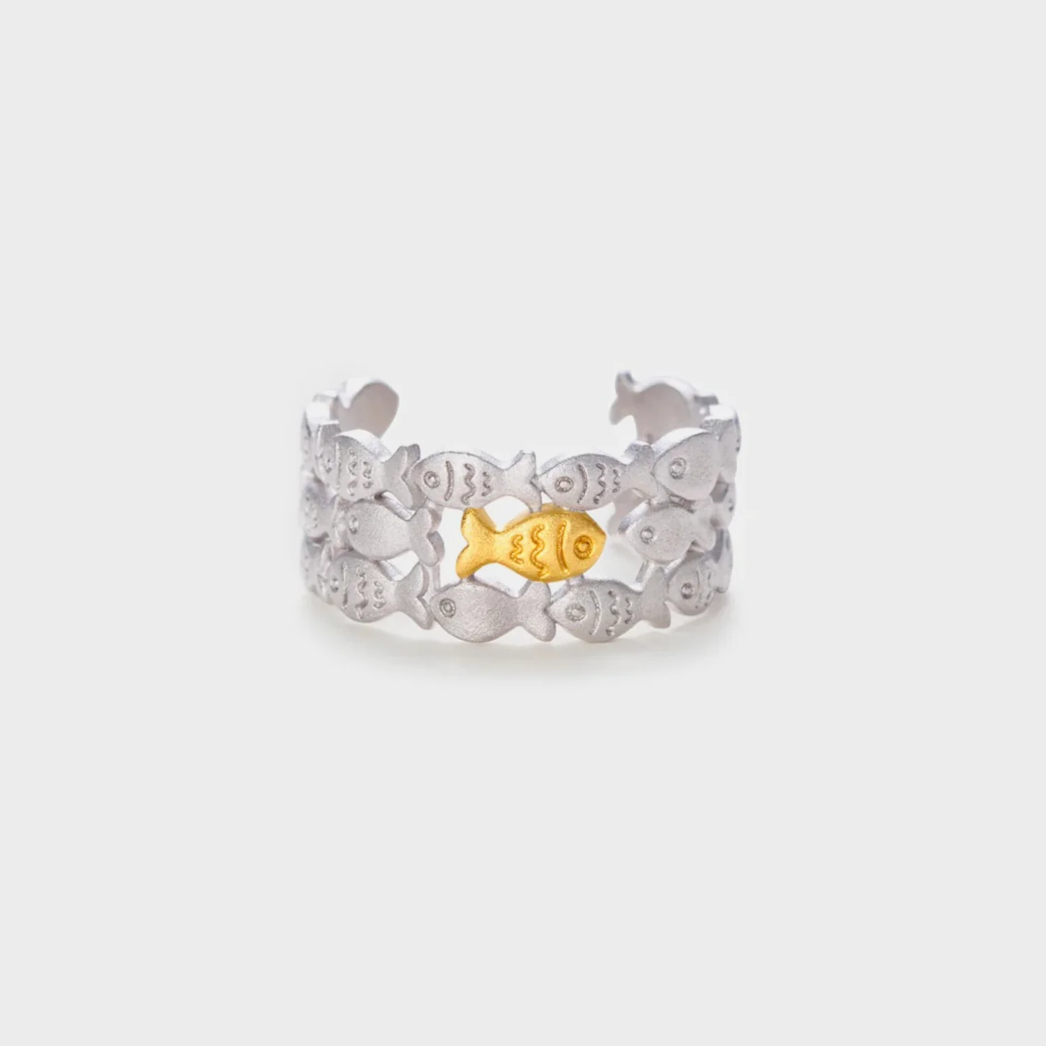 925 Sterling Silver Fish Open Ring - Image 2