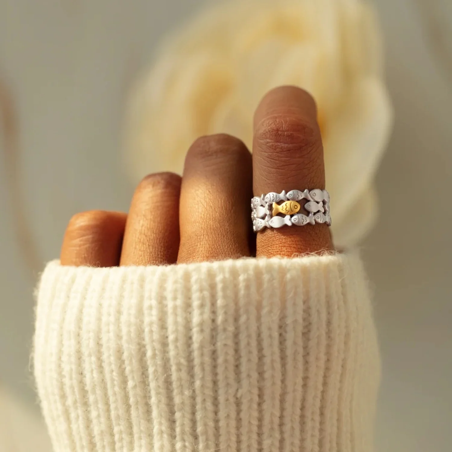 925 Sterling Silver Fish Open Ring - Image 4