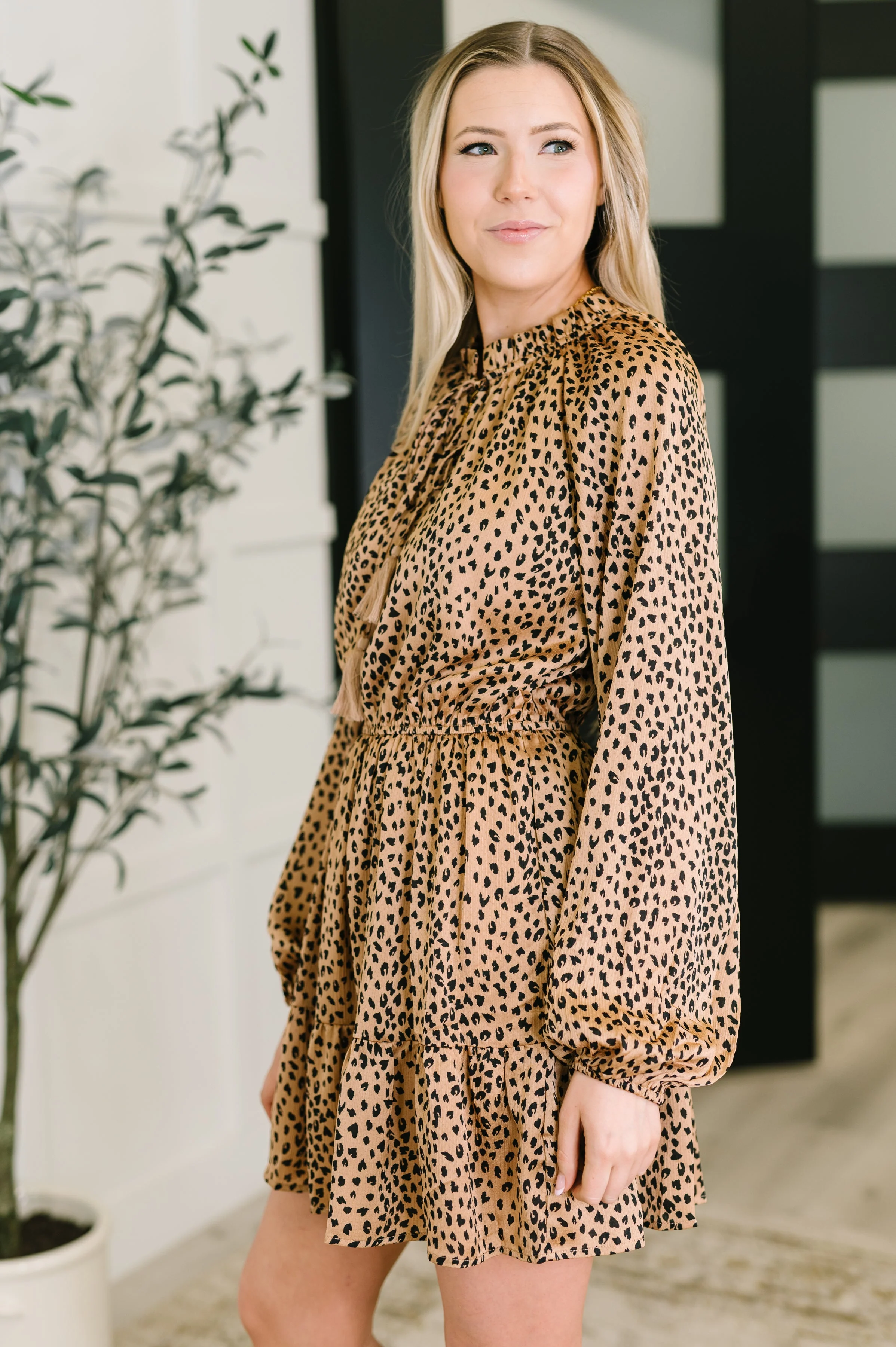 A Cheeky Little Time Tiered Dress in Pecan Brown - Image 4