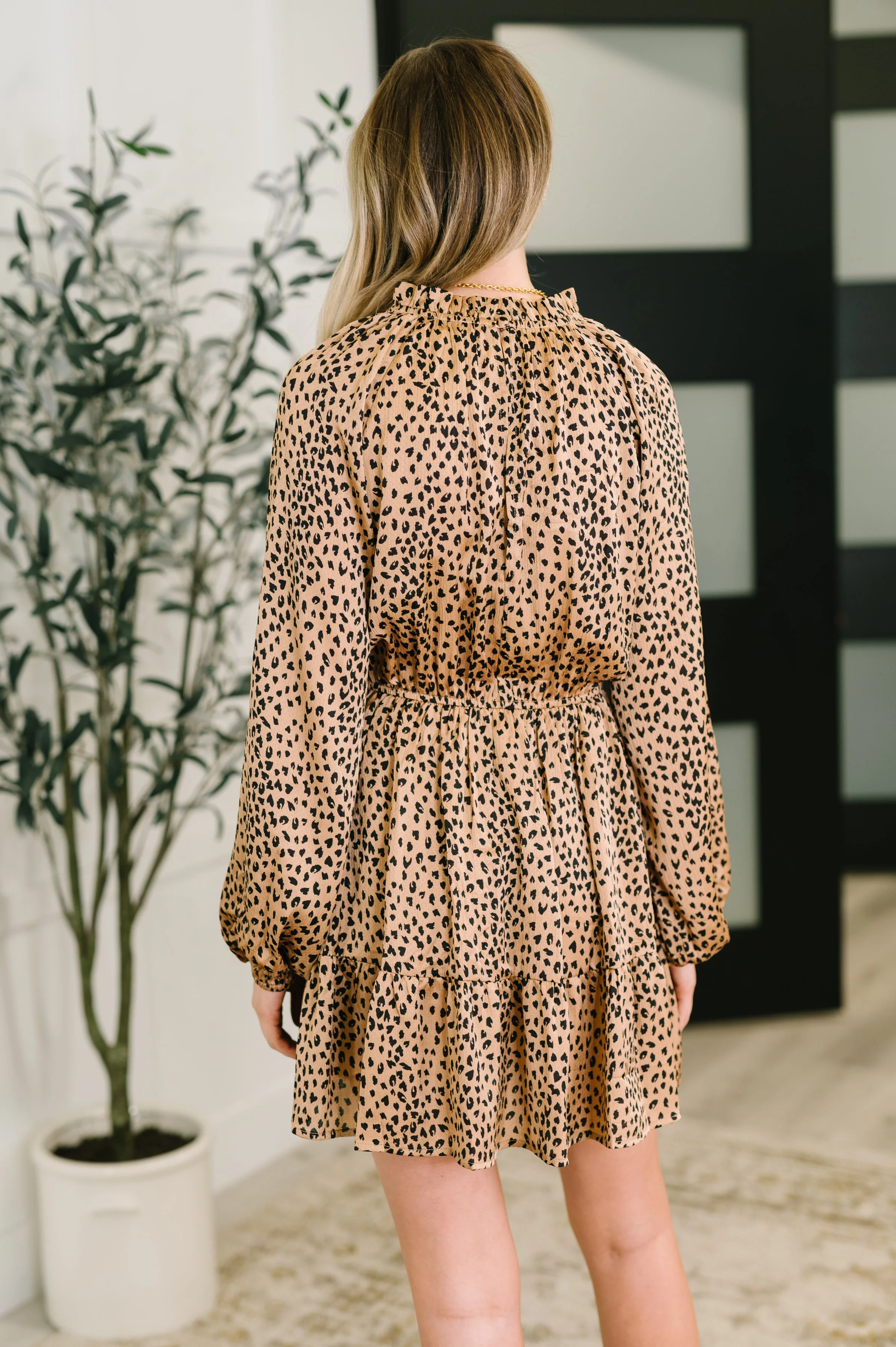 A Cheeky Little Time Tiered Dress in Pecan Brown - Image 5