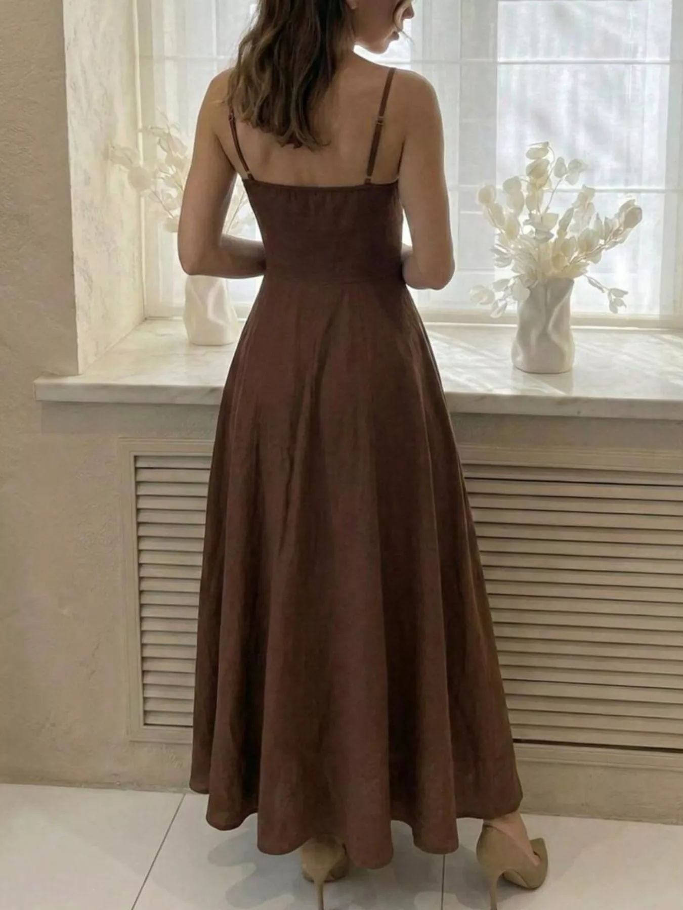 A-Line Spaghetti Strap Midi Dress - Image 5