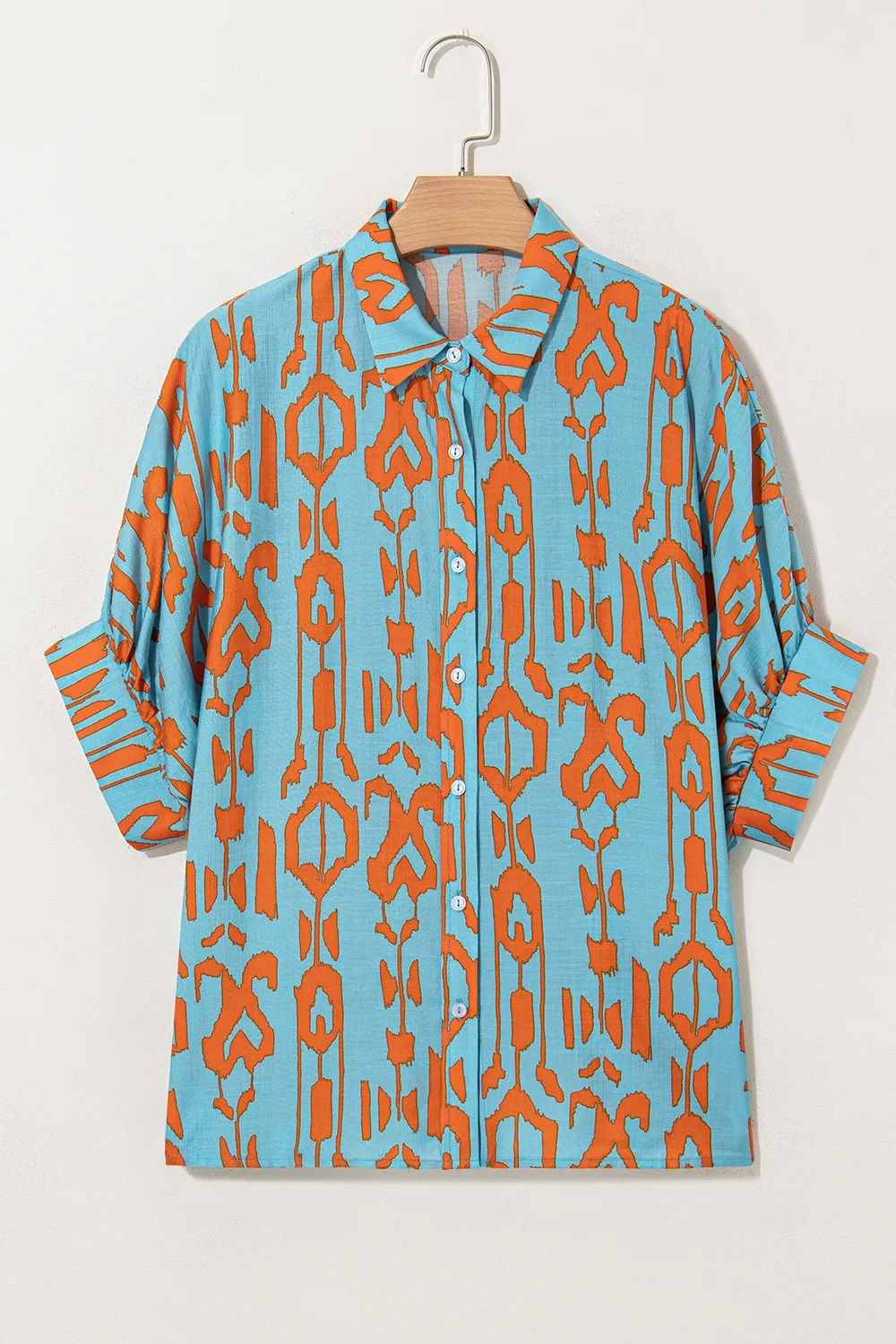 Abstract Print Dolman Short Sleeve Western Loose Shirt - Image 9