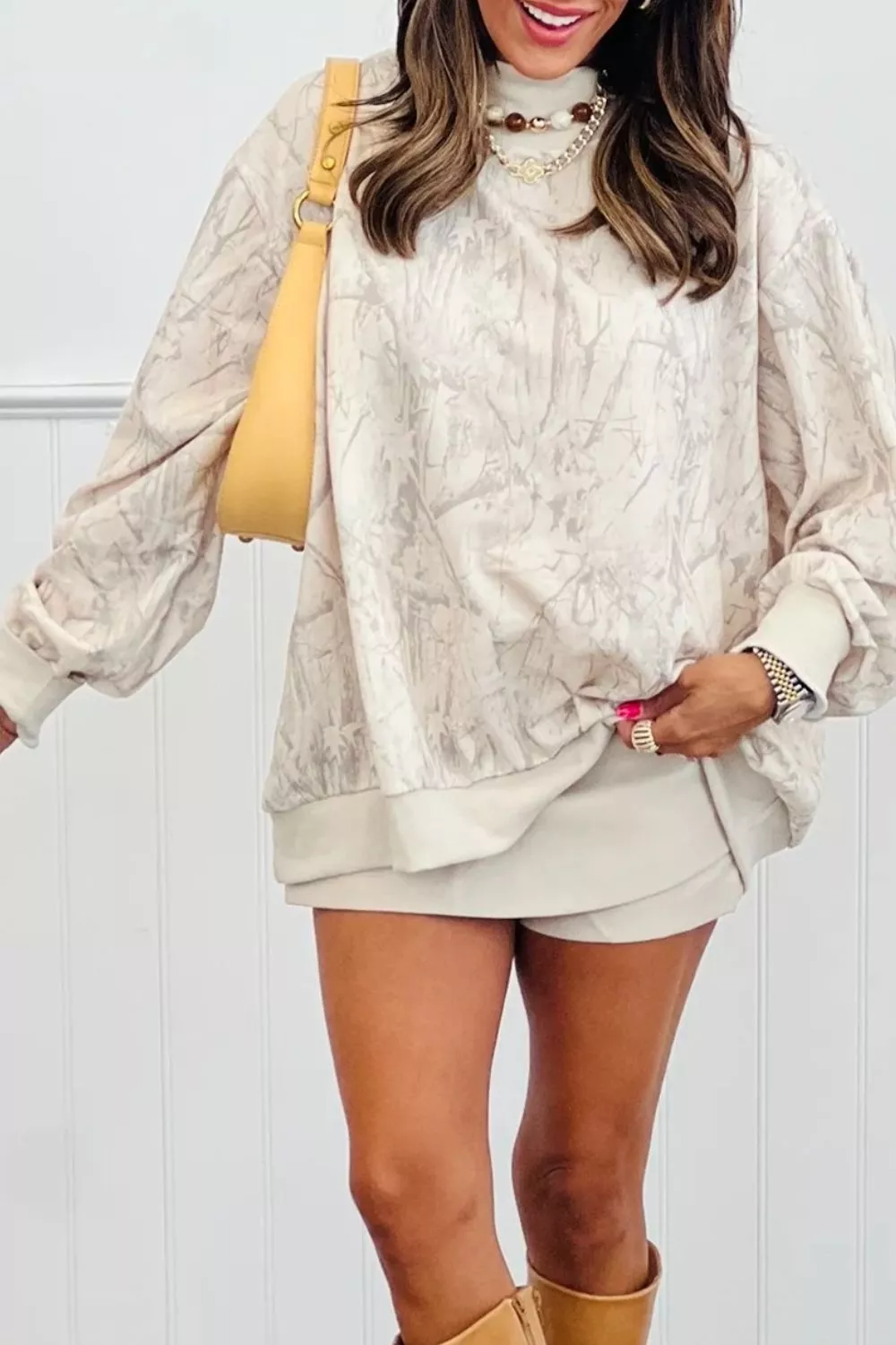 Abstract Print Long Sleeve Oversized Sweatshirt - Image 2