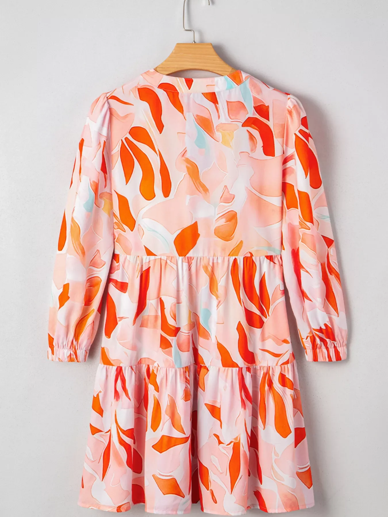 Abstract Print Long Sleeve Tiered Mini Dress - Image 7