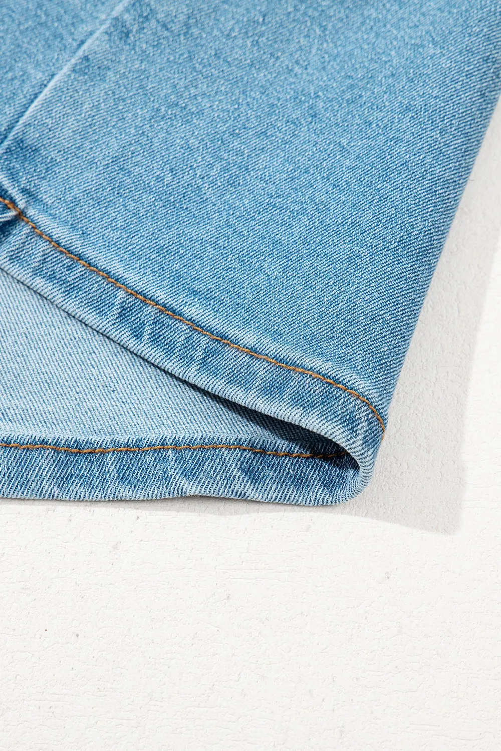 Acid Wash Bowknot Details High Waist Denim Skirt - Image 7