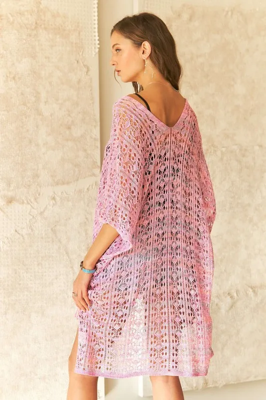 ADORA Crochet Cover Up Tunic Top - Image 3