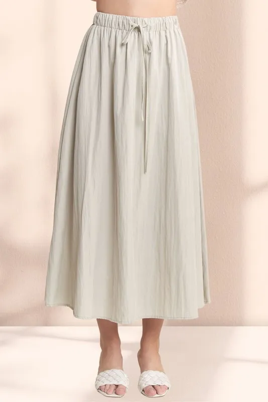 ADORA Drawstring Waist Crinkle Maxi Skirt - Image 5