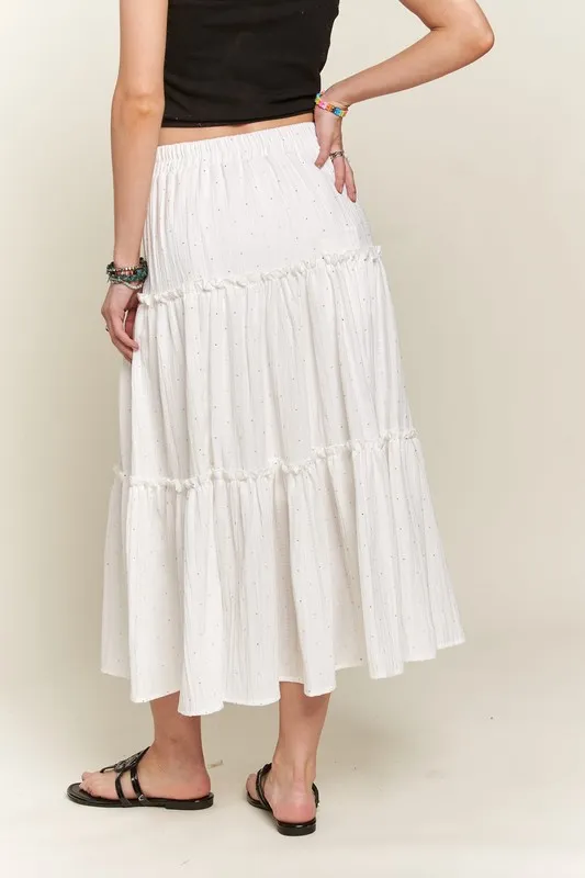 ADORA Rhinestone Accent Tiered Skirt - Image 2