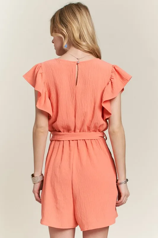ADORA Ruffle Sleeves Romper with Pockets - Image 2
