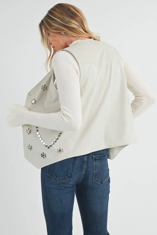 Aemi + Co Heart Rivet Detail Suede Vest Coat - Image 3