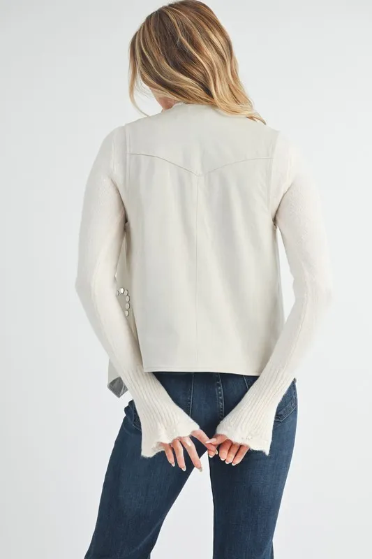Aemi + Co Heart Rivet Detail Suede Vest Coat - Image 4