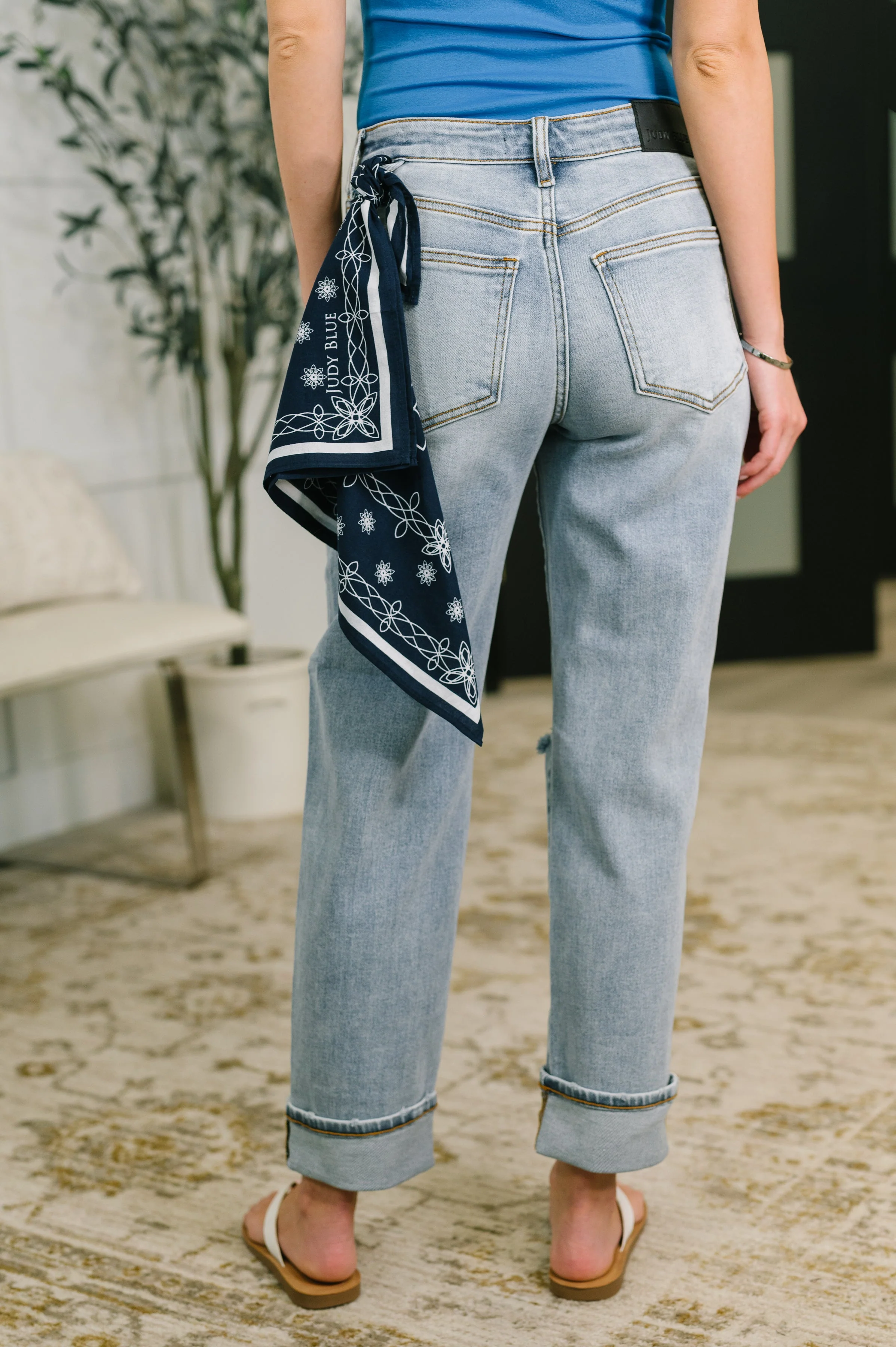 Alex Mid Rise Boyfriend Jean with Bandana Loop - Image 7