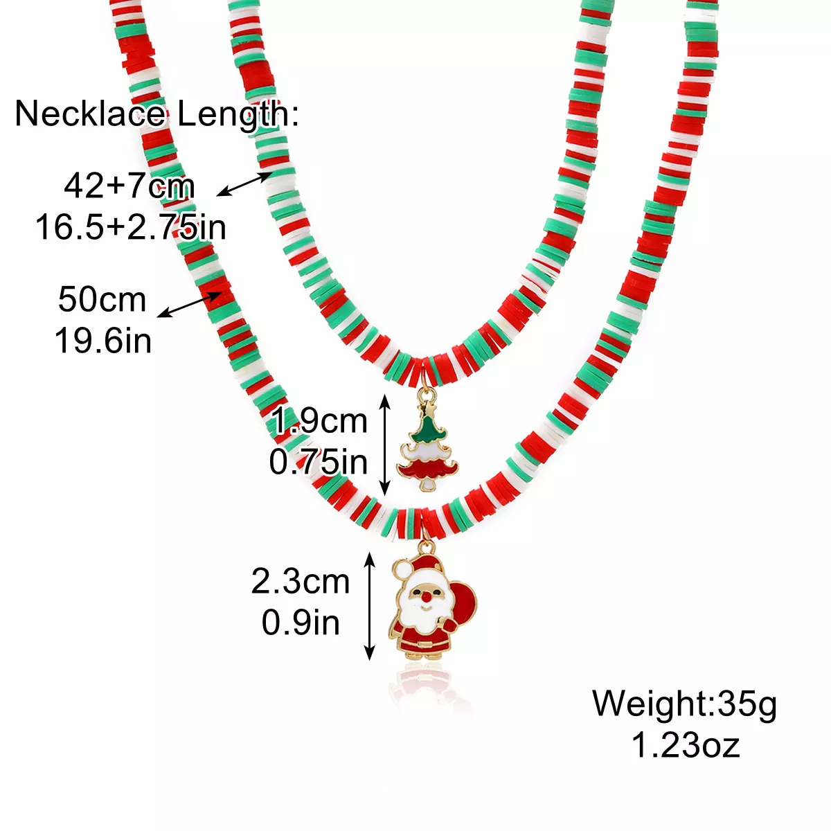 Alloy Christmas Necklace with Santa and Christmas Tree Pendant - Image 5