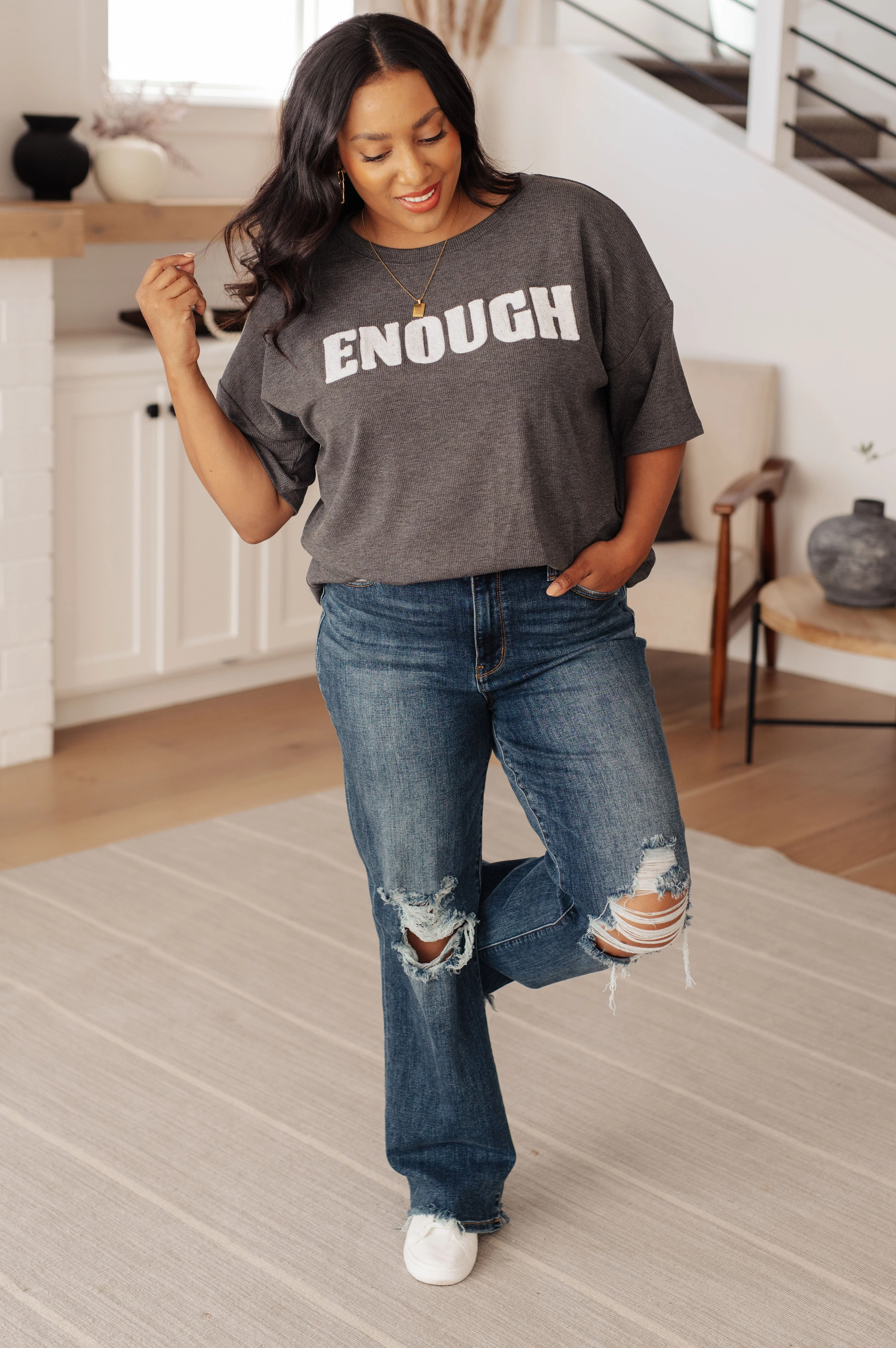 Always Enough Graphic Tee in Charcoal - Image 4