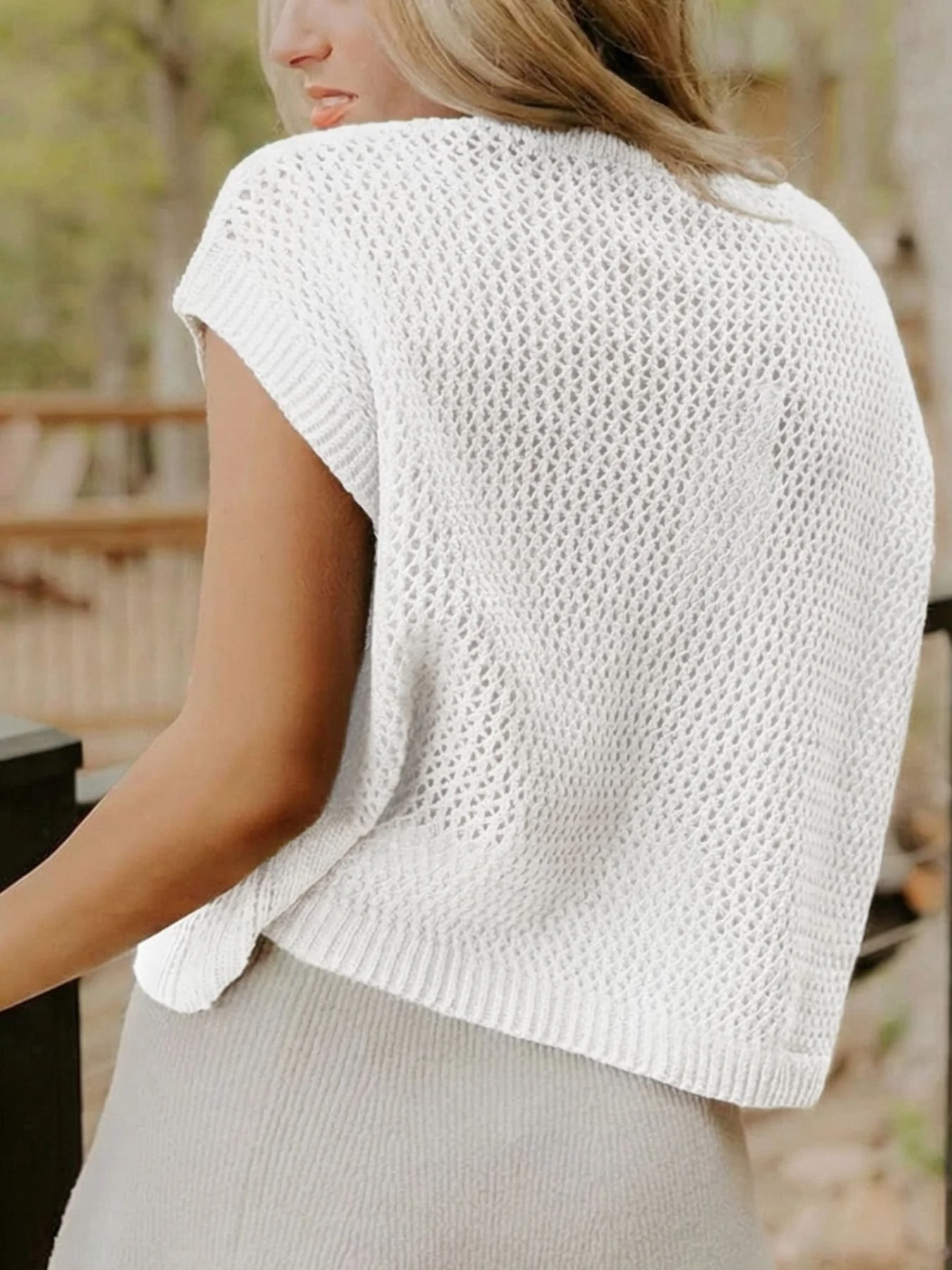 American Flag Knitted Short Sleeve Sweater - Image 2