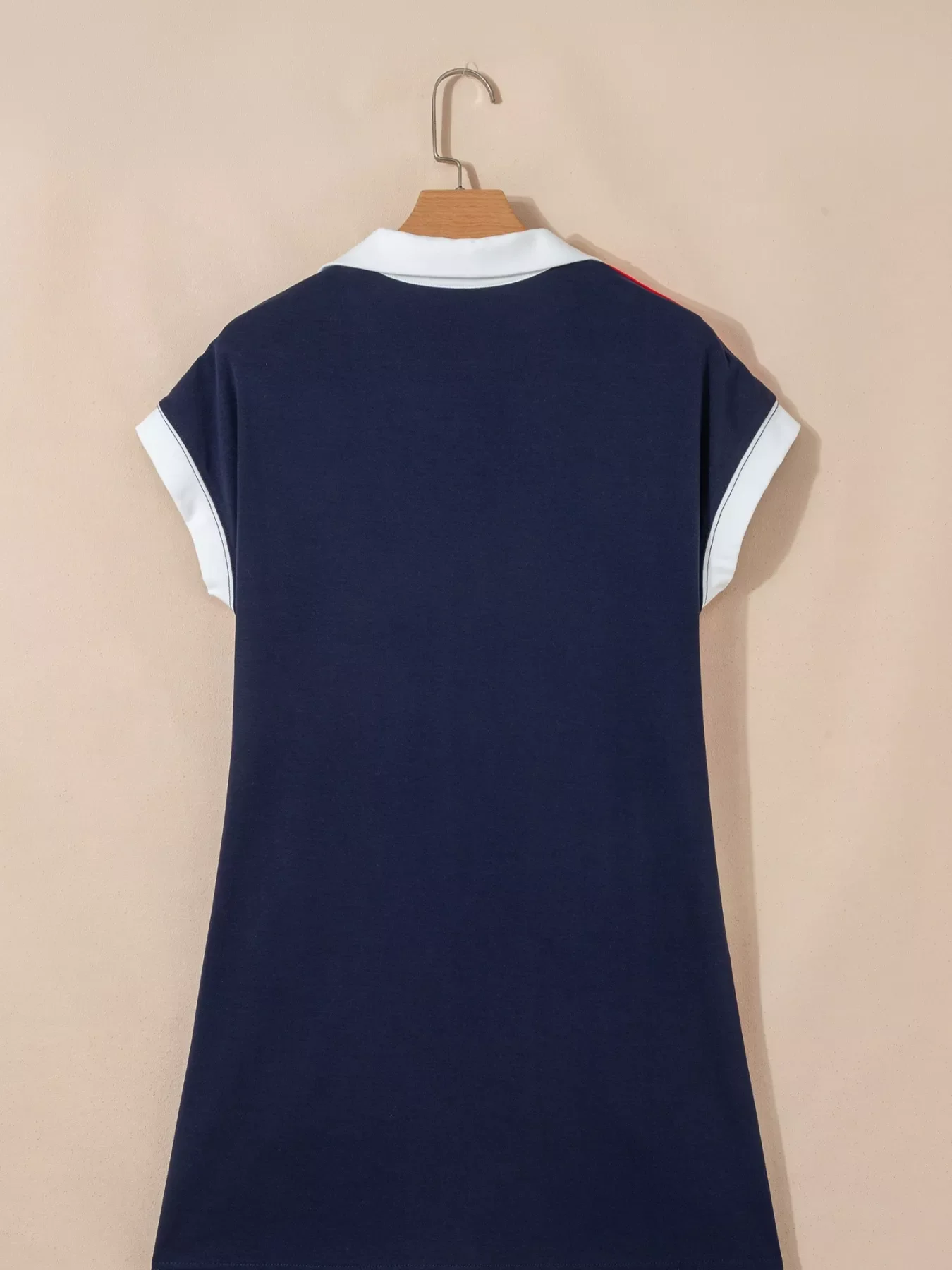 Americana Colorblock Stripes Zip up Collared T Shirt Mini Dress - Image 6