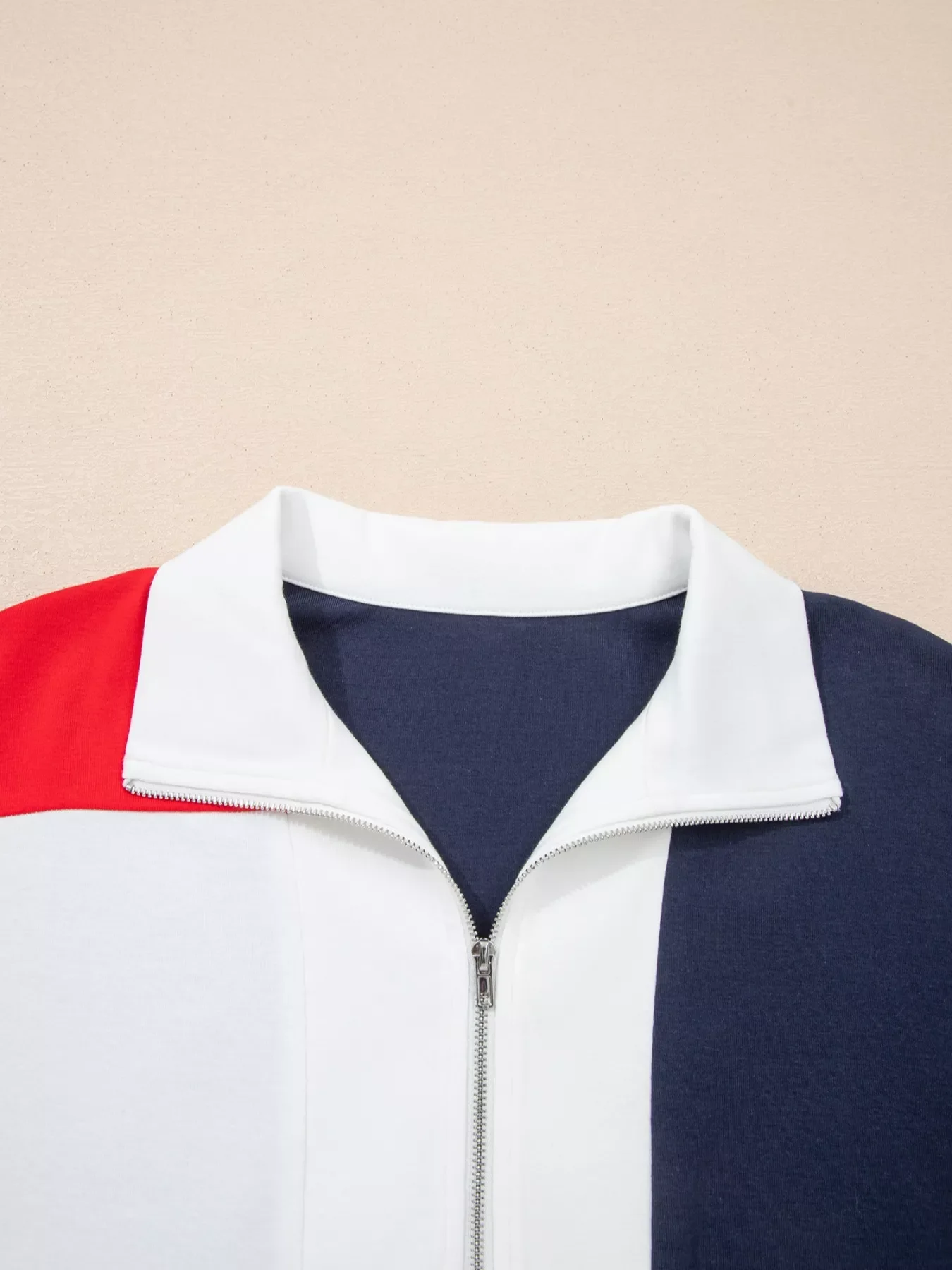 Americana Colorblock Stripes Zip up Collared T Shirt Mini Dress - Image 7