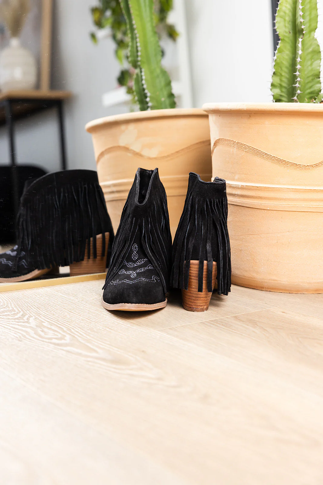 Amos Fringe Ankle Bootie in Tan Suede - Image 4