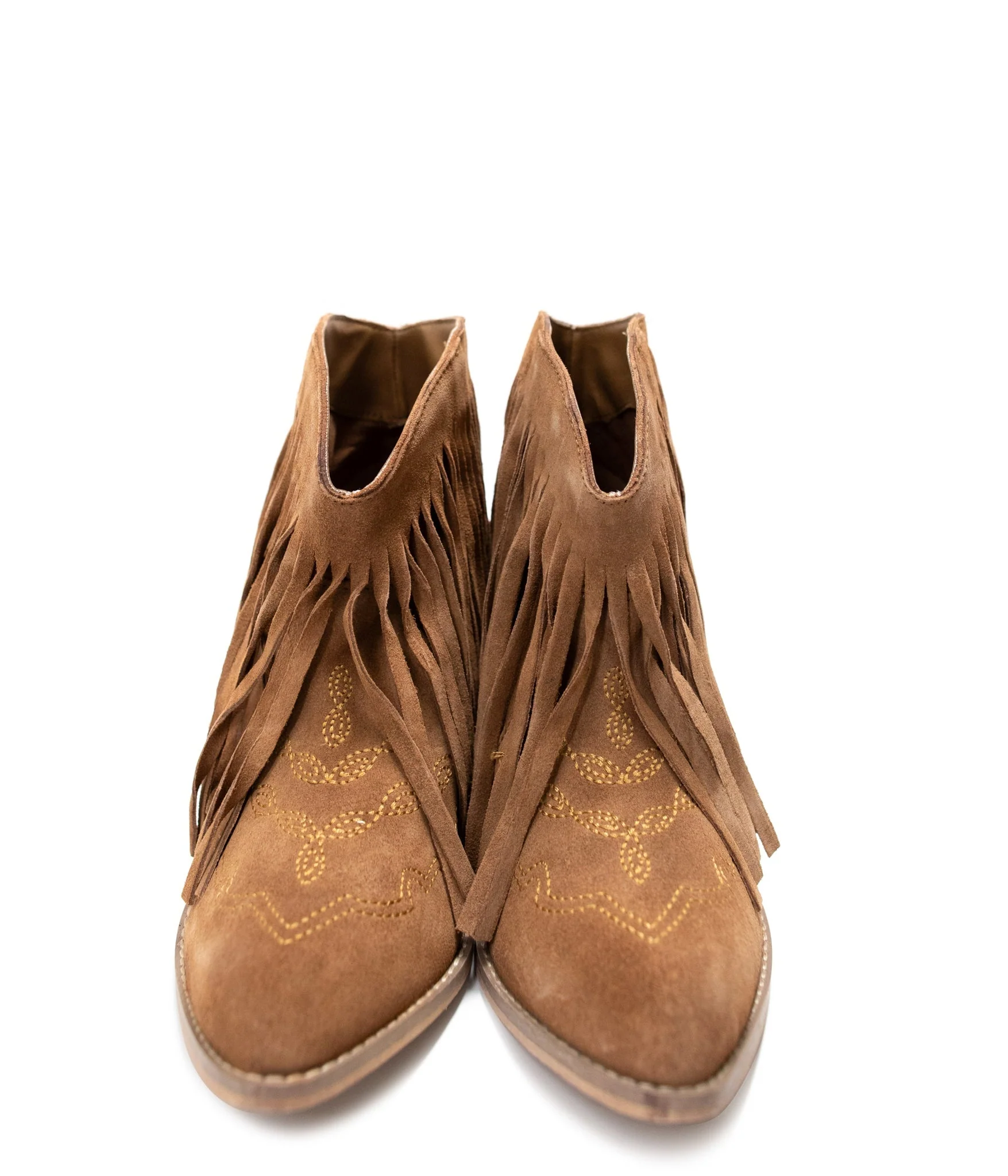 Amos Fringe Ankle Bootie in Tan Suede - Image 9