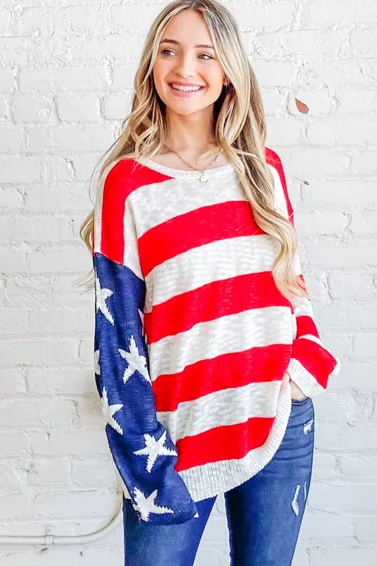 And The Why American Flag Long Sleeve Sweater - Image 4