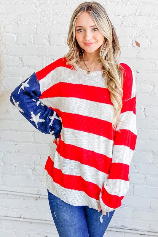 And The Why American Flag Long Sleeve Sweater - Image 8