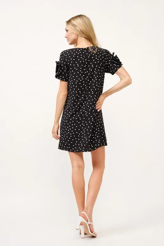 And The Why Embellished Sleeve Polka Dots Shift Dress - Image 10