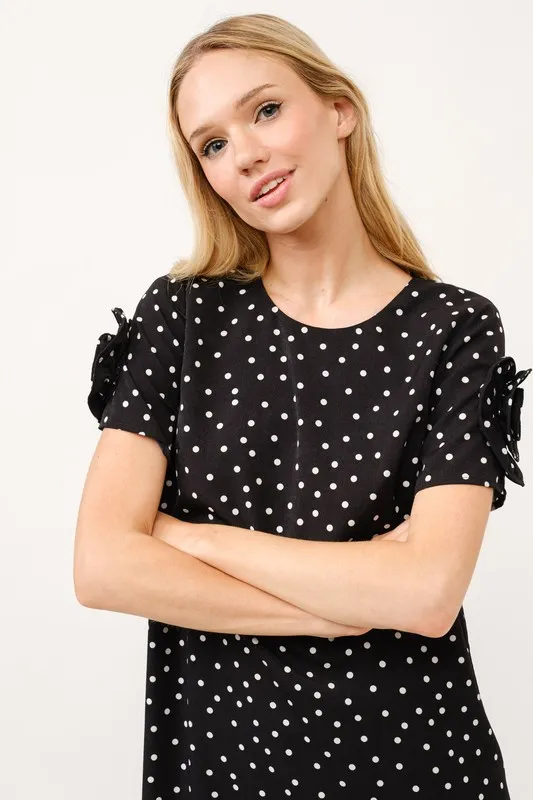 And The Why Embellished Sleeve Polka Dots Shift Dress - Image 4