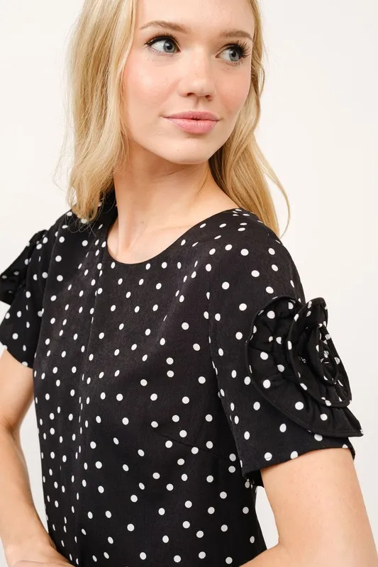 And The Why Embellished Sleeve Polka Dots Shift Dress - Image 5