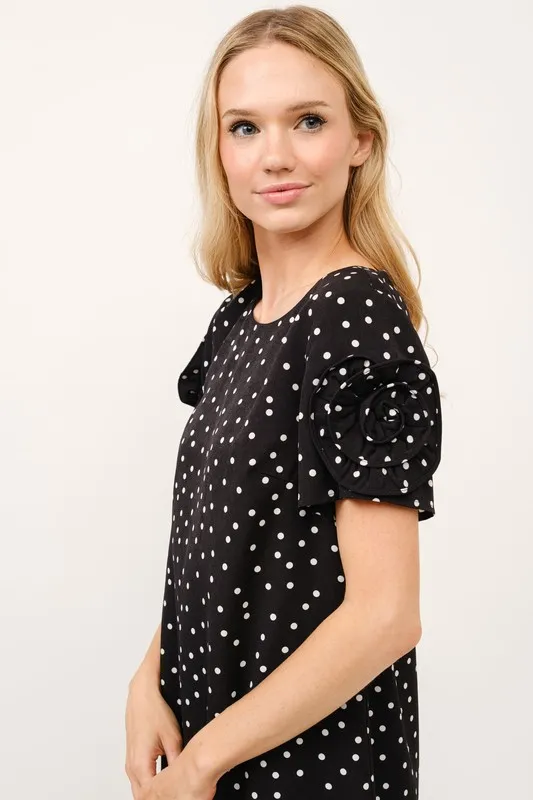 And The Why Embellished Sleeve Polka Dots Shift Dress - Image 7